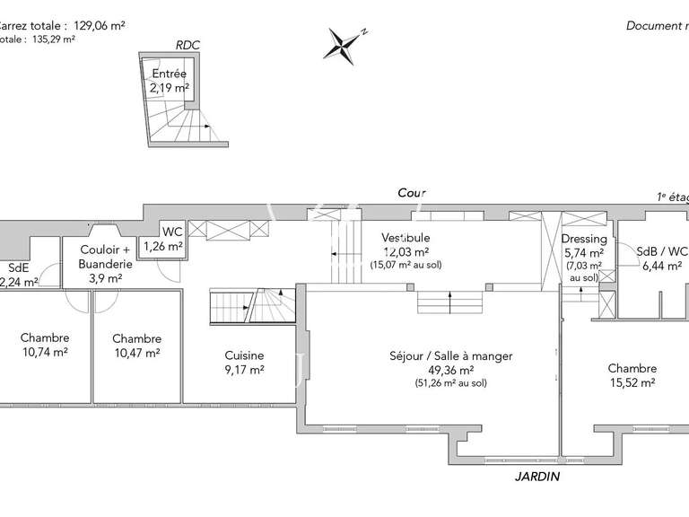 Appartement Paris 6e - 3 chambres - 135m²