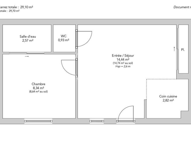 Appartement Paris 7e - 1 chambre - 29m²