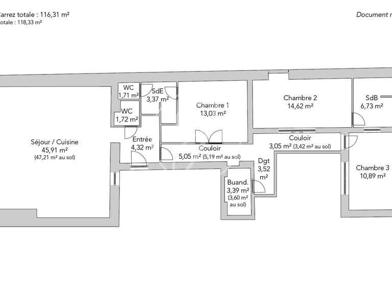 Appartement Paris 7e - 3 chambres - 118m²