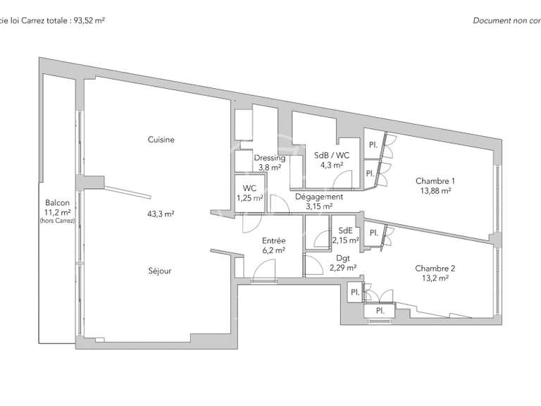 Appartement Paris 7e - 2 chambres - 93m²