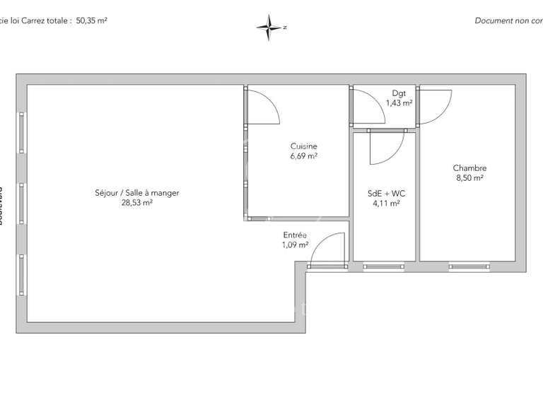 Appartement Paris 7e - 1 chambre - 50m²