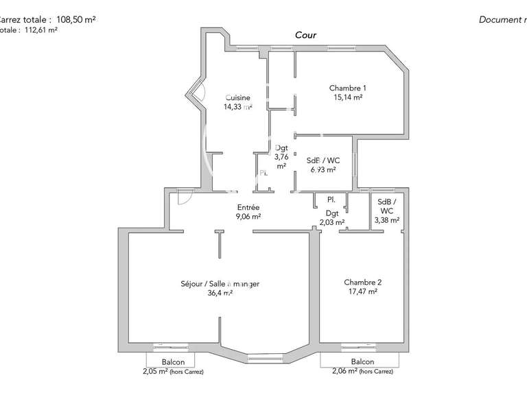 Appartement Paris 7e - 2 chambres - 112m²