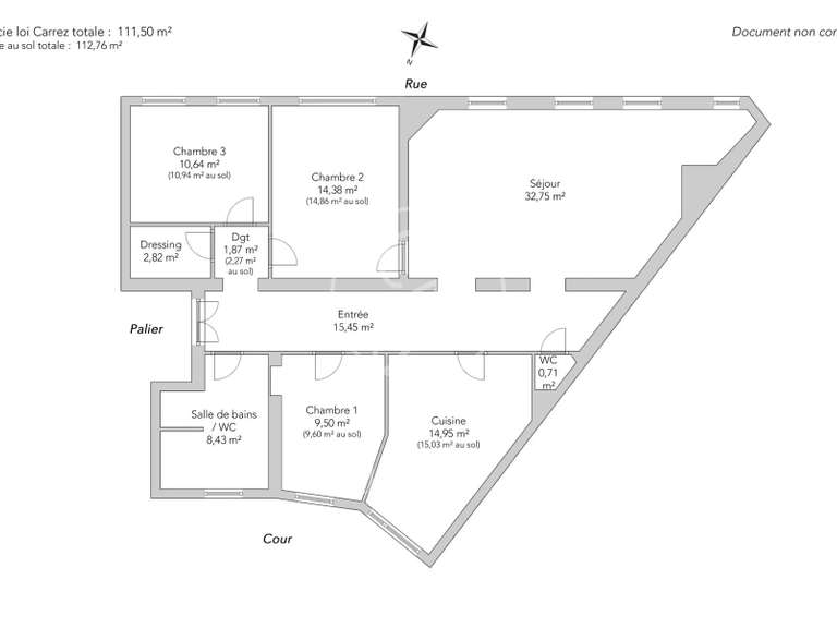 Appartement Paris 7e - 3 chambres - 112m²