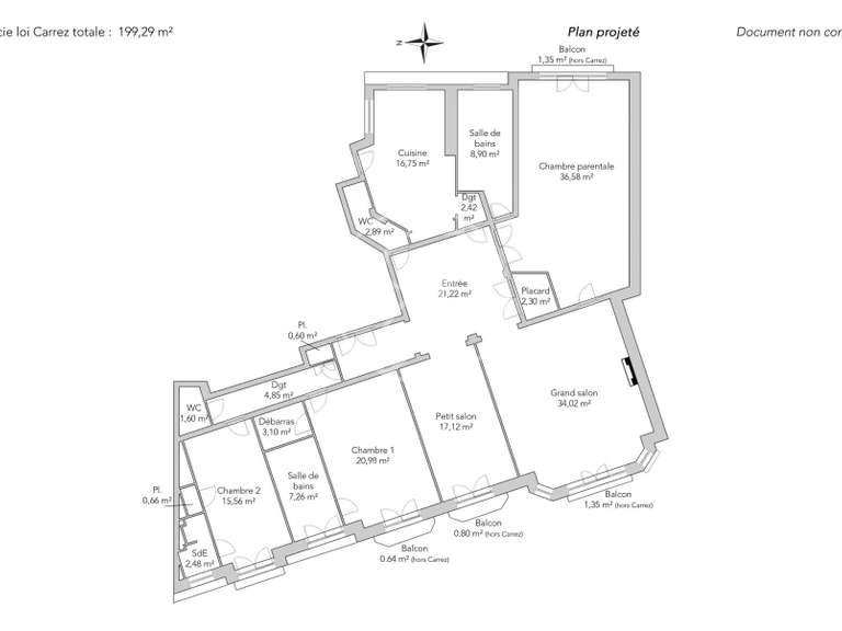 Appartement Paris 7e - 3 chambres - 199m²