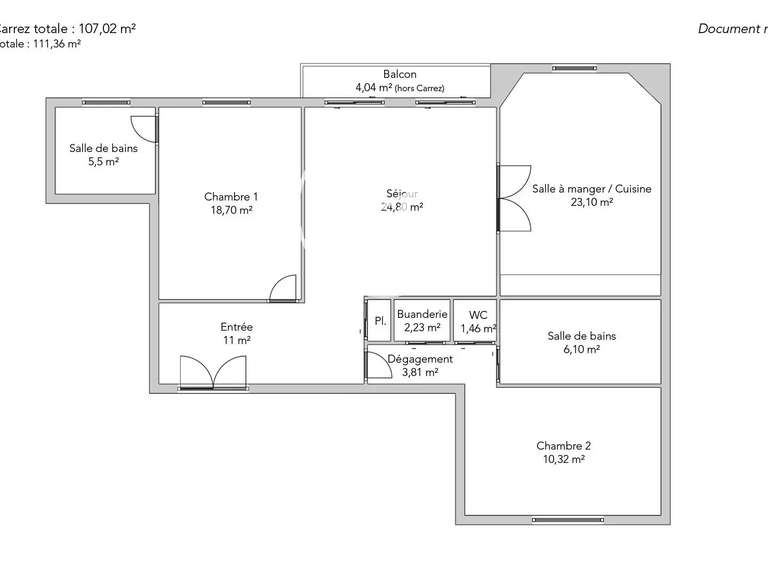 Appartement Paris 7e - 2 chambres - 111m²