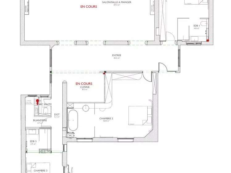 Appartement Paris 7e - 3 chambres - 191m²