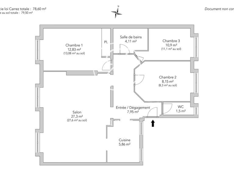 Appartement Paris 7e - 3 chambres - 79m²