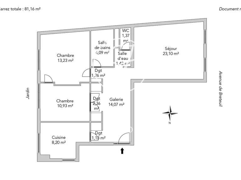 Appartement Paris 7e - 2 chambres - 81m²