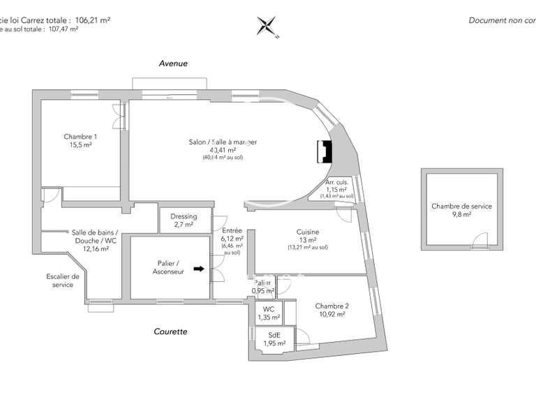 Appartement Paris 7e - 2 chambres - 107m²