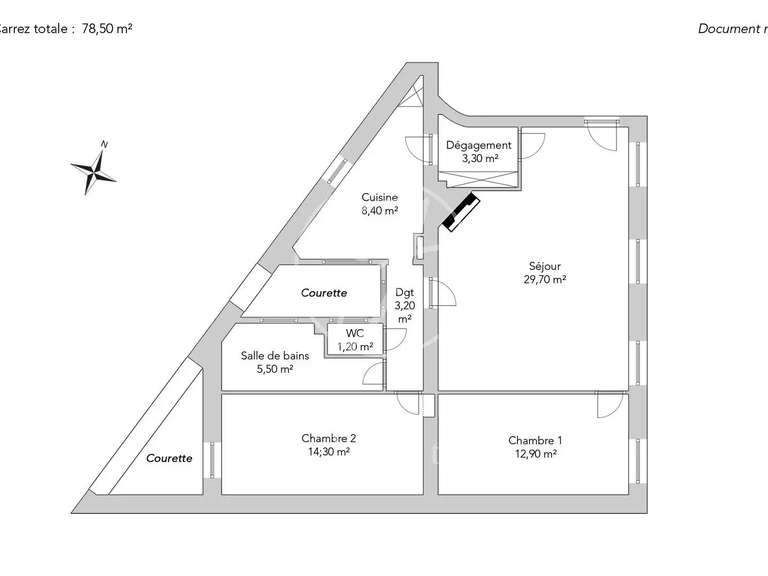 Appartement Paris 8e - 2 chambres - 78m²