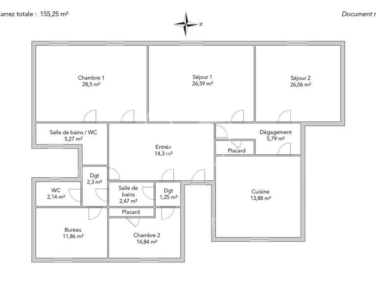 Appartement Paris 8e - 3 chambres - 155m²