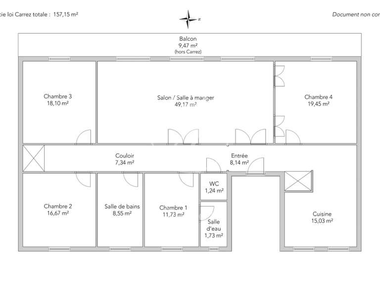 Appartement Paris 8e - 4 chambres - 166m²