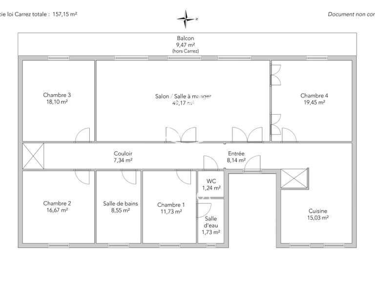 Appartement Paris 8e - 4 chambres - 166m²