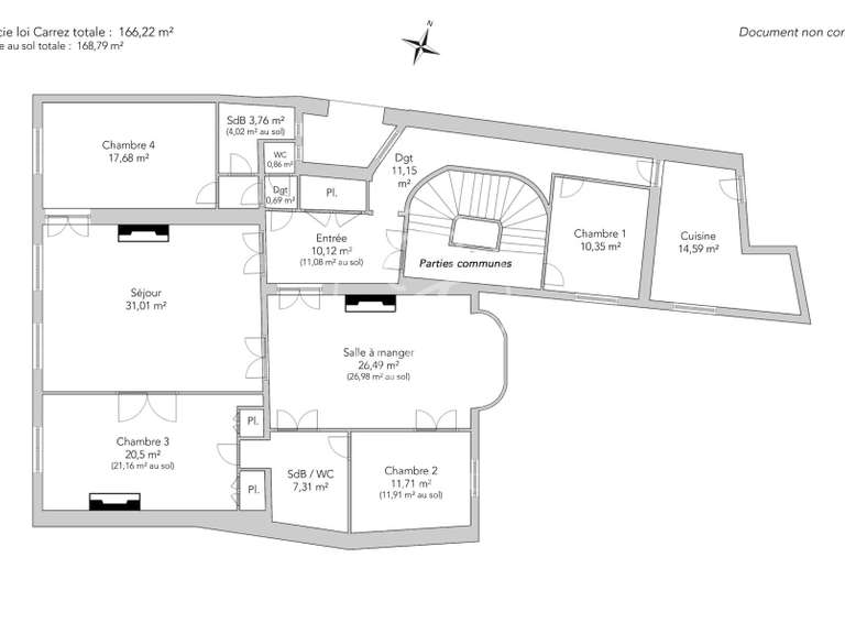 Appartement Paris 8e - 5 chambres - 168m²