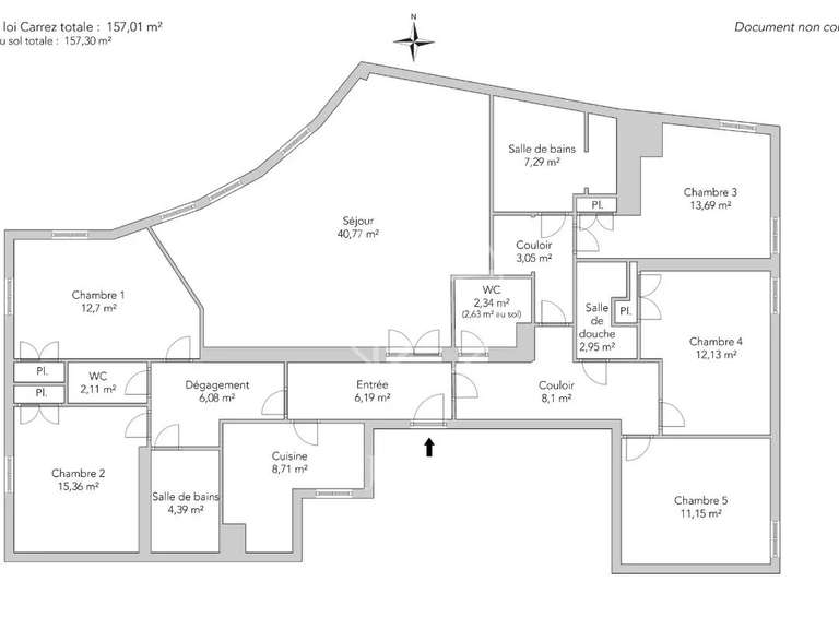 Appartement Paris 8e - 5 chambres - 157m²