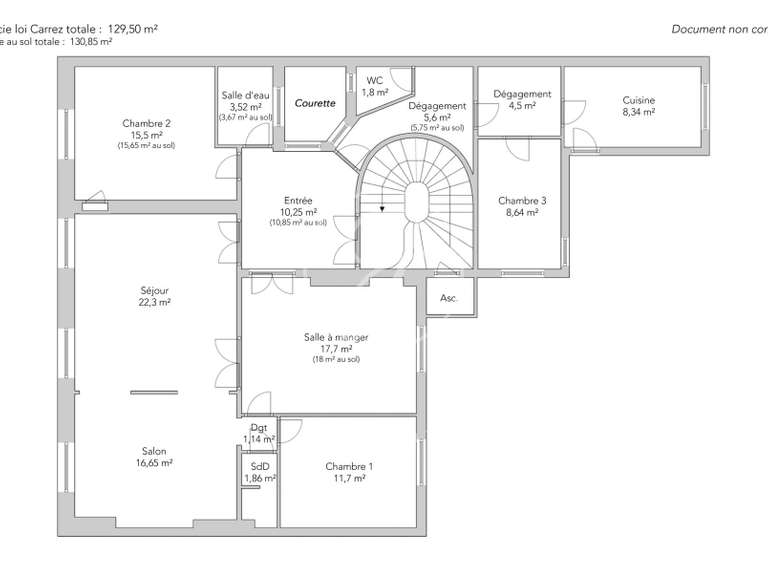 Appartement Paris 8e - 3 chambres - 130m²