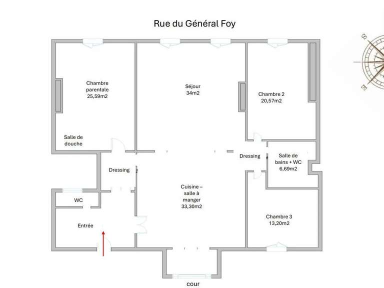 Appartement Paris 8e - 3 chambres - 152m²