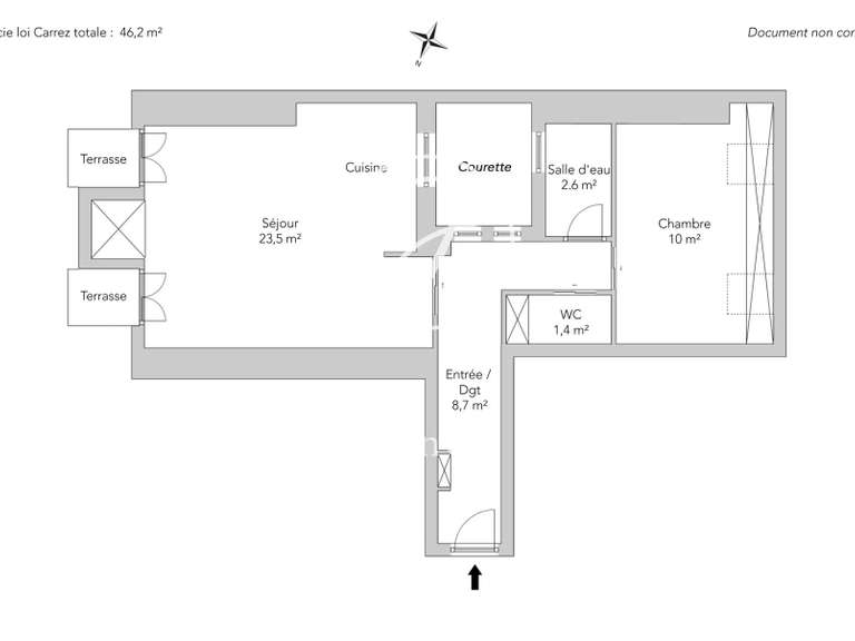 Appartement Paris 8e - 1 chambre - 46m²