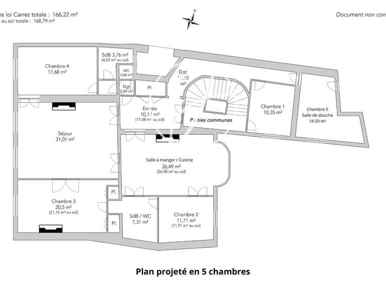 Appartement Paris 8e - 5 chambres - 168m²