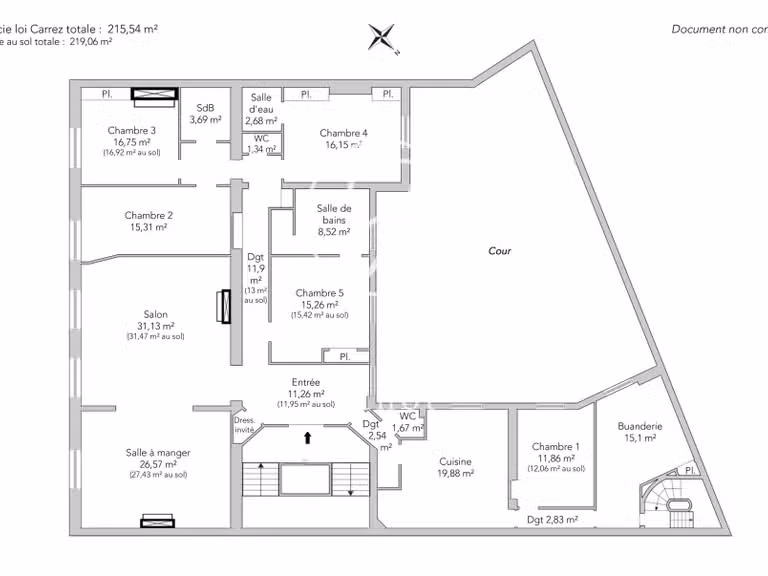 Appartement Paris 8e - 5 chambres - 215m²