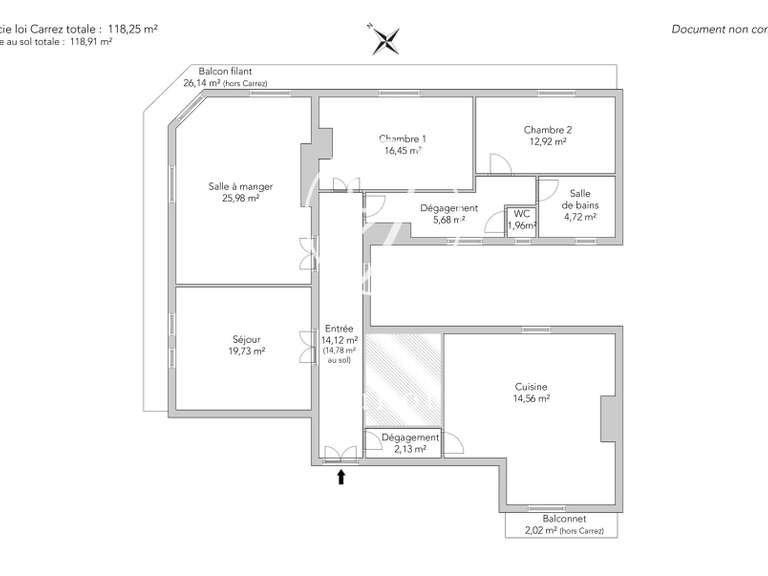 Appartement Paris 8e - 3 chambres - 152m²