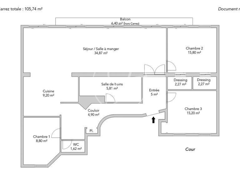 Appartement Paris 9e - 3 chambres - 105m²