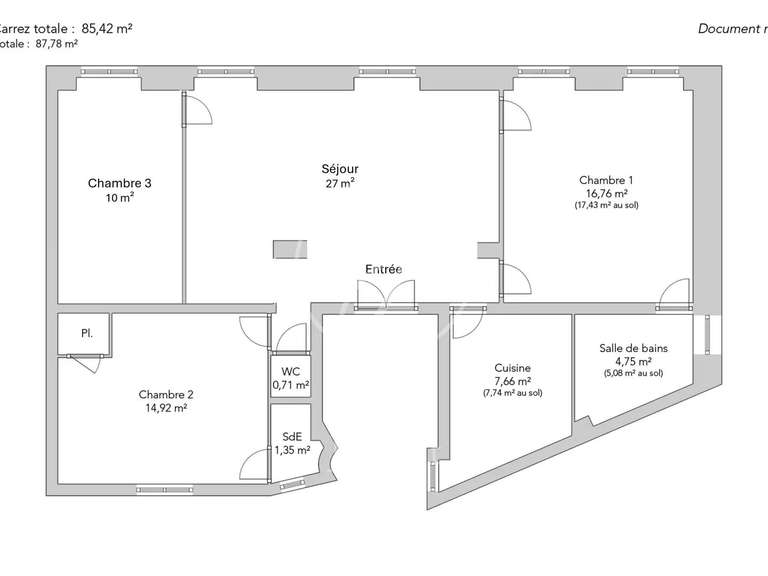Appartement Paris 9e - 3 chambres - 87m²