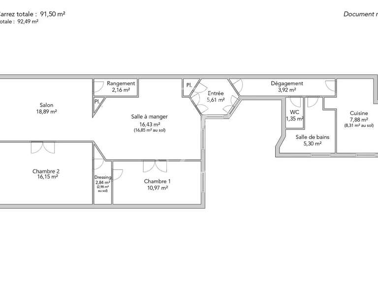 Appartement Paris 9e - 2 chambres - 92m²