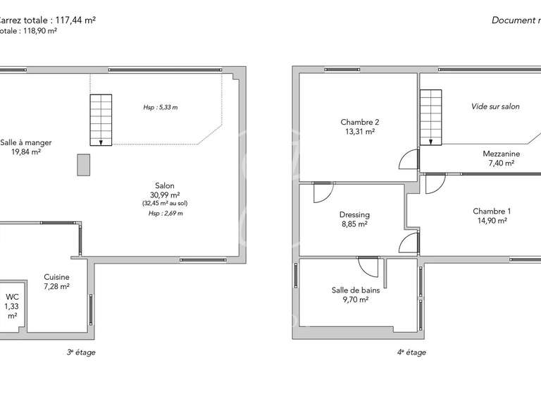 Appartement Paris 9e - 2 chambres - 118m²