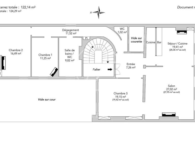 Appartement Paris 9e - 3 chambres - 124m²