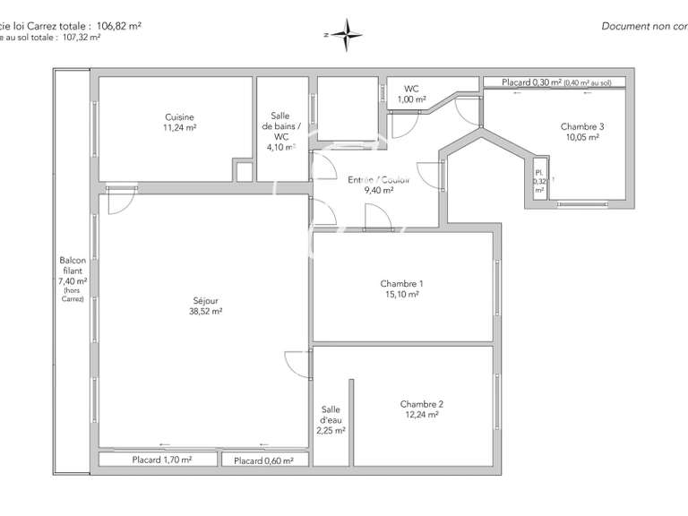 Appartement Paris 9e - 3 chambres - 116m²