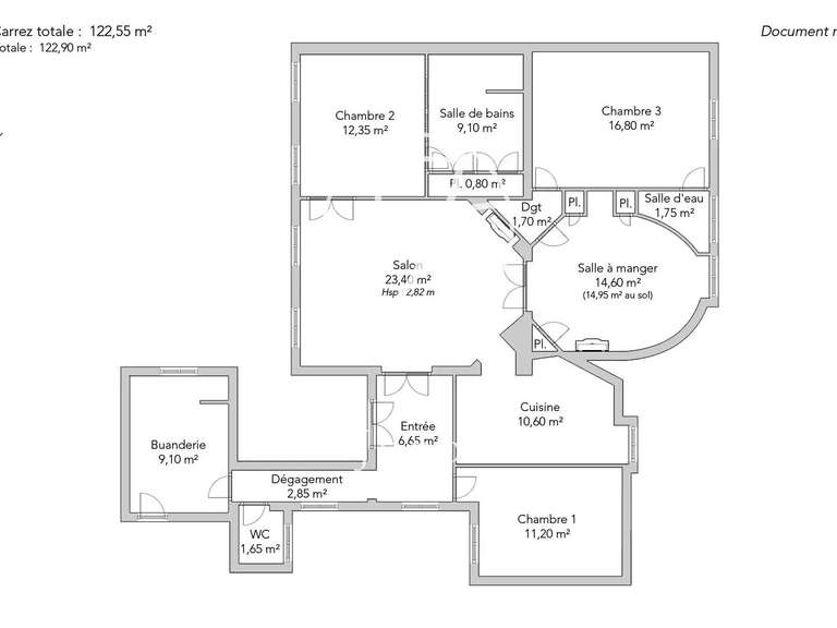 Appartement Paris 9e - 3 chambres - 122m²