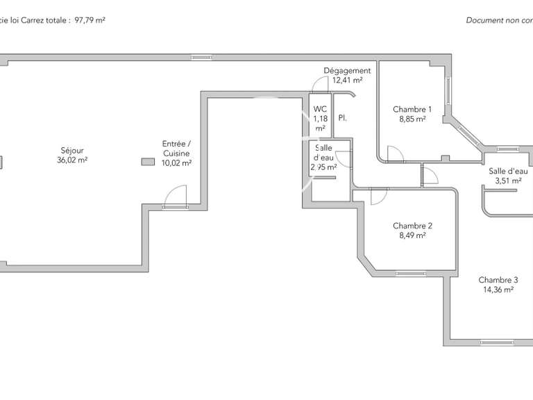 Appartement Paris 9e - 3 chambres - 97m²