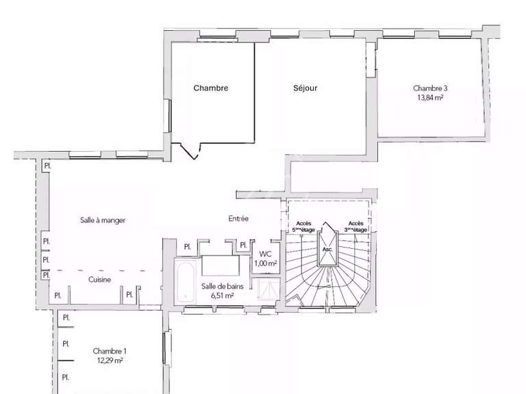 Appartement Paris 9e - 3 chambres - 97m²