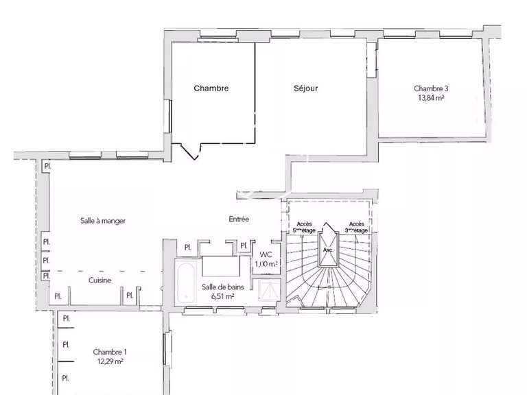 Appartement Paris 9e - 3 chambres - 97m²