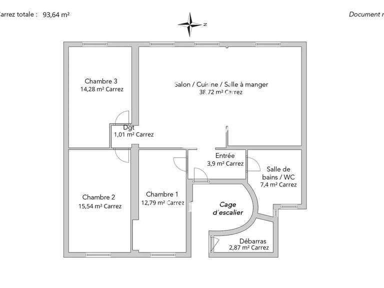 Appartement Paris 9e - 3 chambres - 98m²