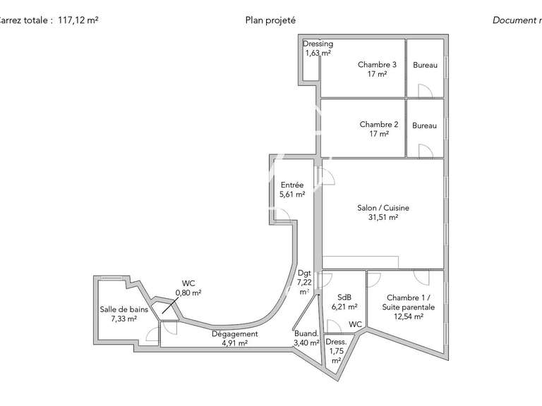 Appartement Paris 9e - 3 chambres - 117m²