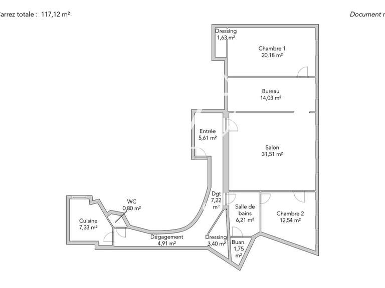 Appartement Paris 9e - 3 chambres - 117m²