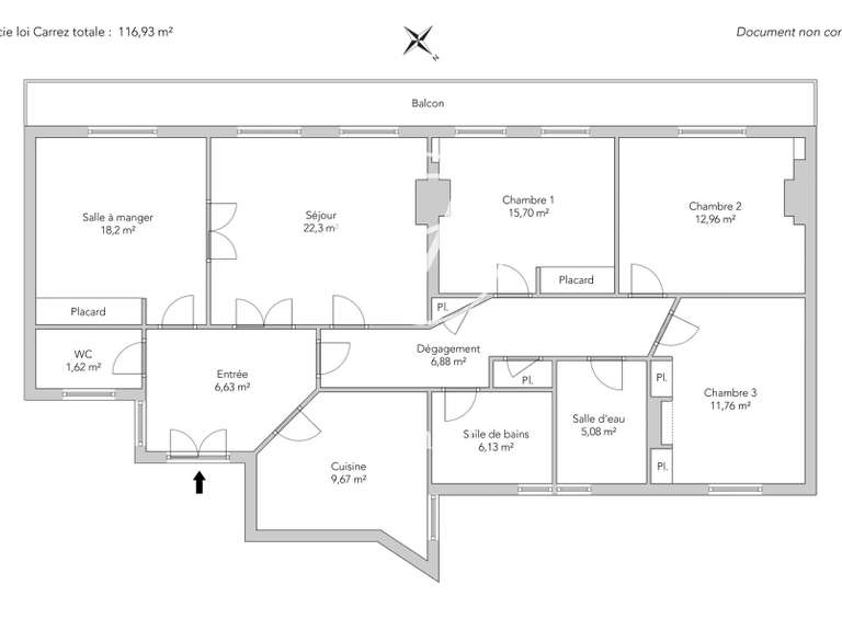 Appartement Paris 9e - 3 chambres - 116m²
