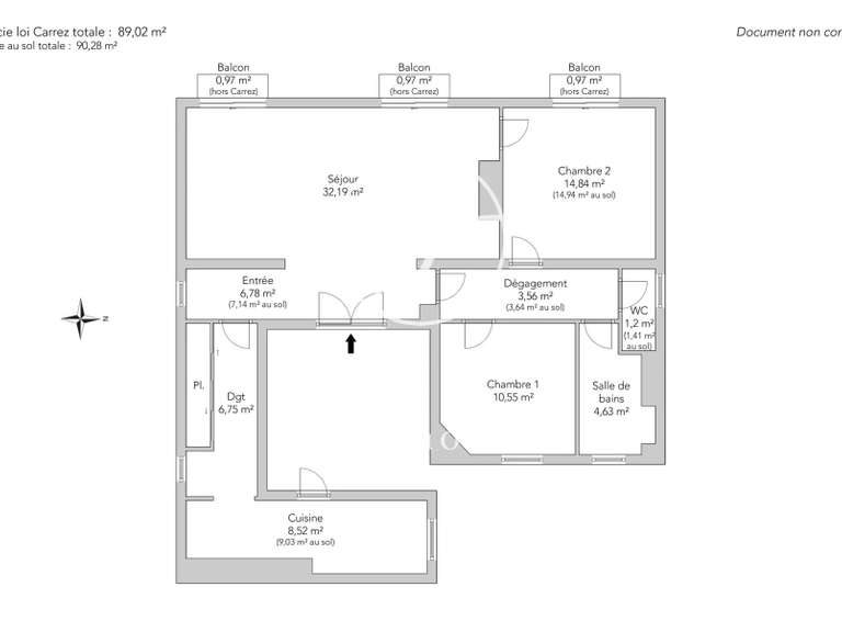 Appartement Paris 9e - 2 chambres - 90m²