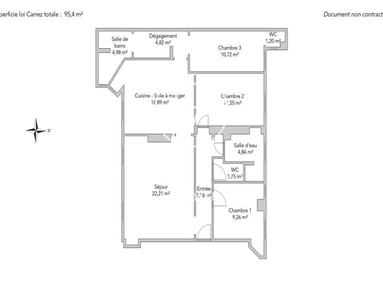 Appartement Paris 9e - 3 chambres - 95m²