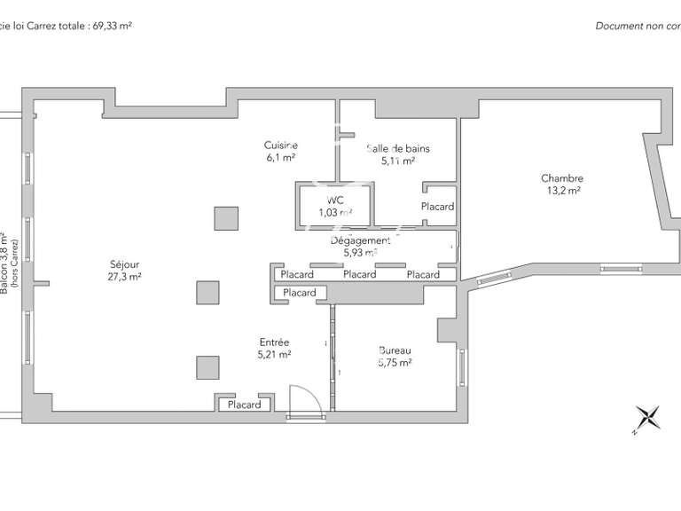 Appartement Paris 9e - 1 chambre - 70m²