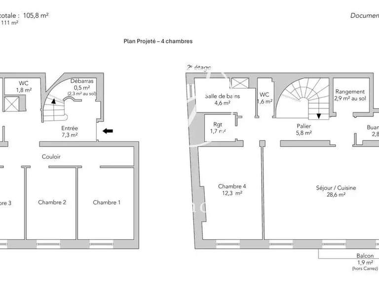 Appartement Paris 9e - 4 chambres - 112m²