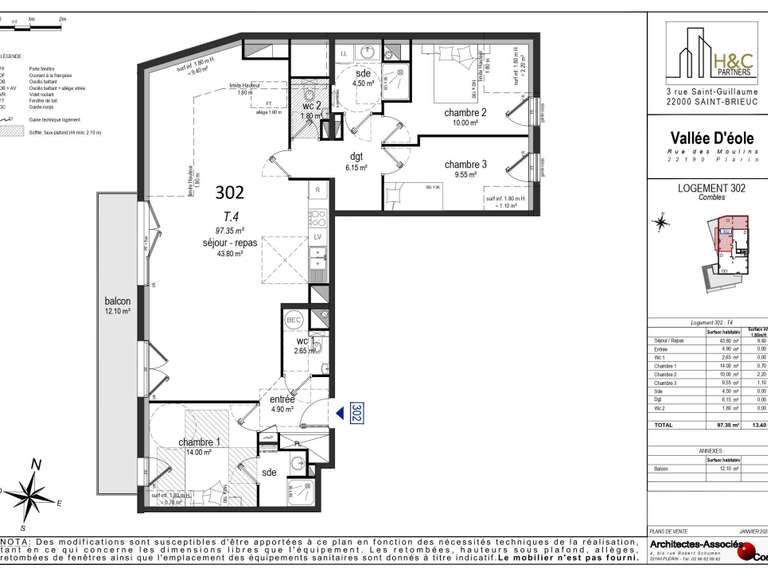 Appartement Plérin - 3 chambres