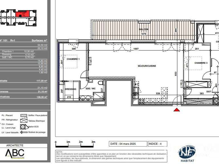Appartement Quint-Fonsegrives - 3 chambres - 117m²