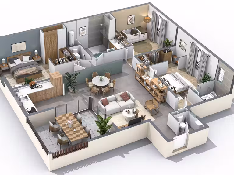 Appartement Saint-Denis - 2 chambres - 100m²