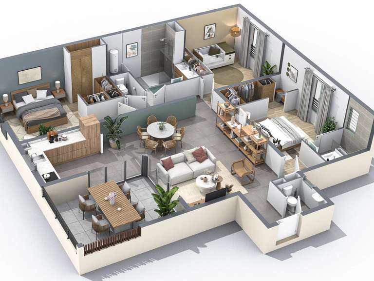 Appartement Saint-Denis - 2 chambres - 100m²