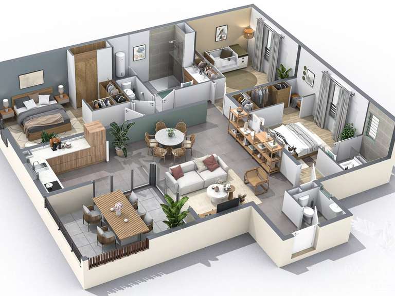 Appartement Saint-Denis - 2 chambres - 100m²