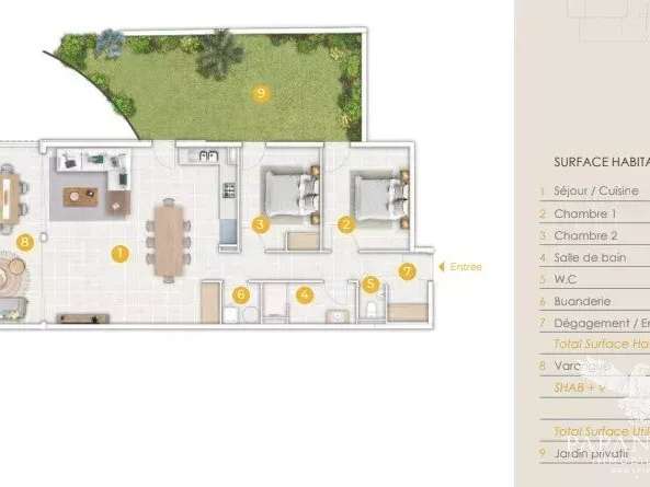 Appartement Saint-Paul - 2 chambres - 105m²