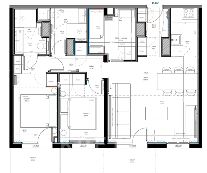 Apartment Tignes - 3 bedrooms - 68m²